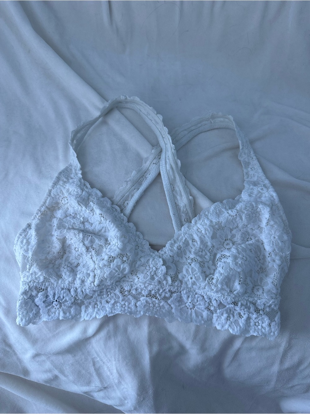 aerie White Lace Crisscross Bralette